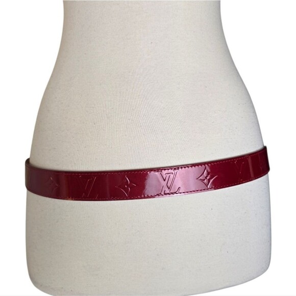 Louis Vuitton Red Vernis Leather Belt Gold Buckle Size 90/36 Made in France main image 7